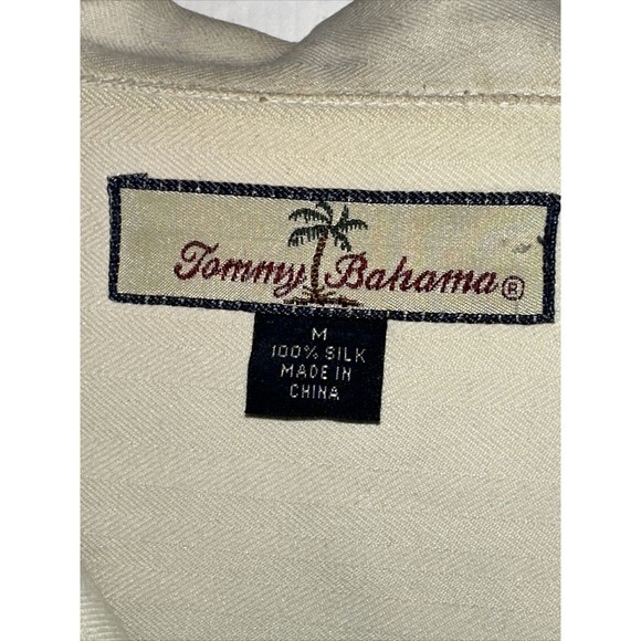 Tommy Bahama Men's M Cream Silk Paradise Beach Short Sleeve Camp Shirt - Picture 5 of 10